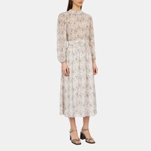 NWT The Kooples Long Lilac and floral Printed Midi LS Dress in EcruMauve Chalk 1